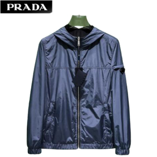 PRADA-032313 프라다 블루 나일론 양면 바람막이 후드 재킷 남여공용