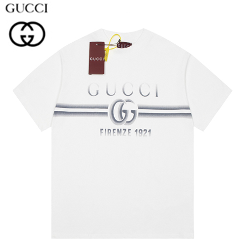 GUCCI-041218 구찌 화이트/블루 프린트 장식 티셔츠 남여공용