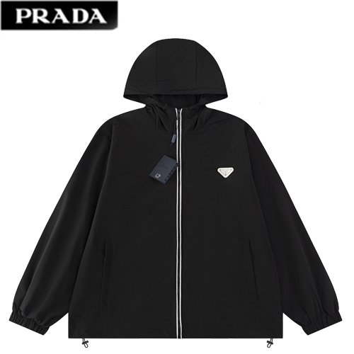 PRADA-032213 프라다 블랙 트라이앵글 로고 바람막이 후드 재킷 남성용