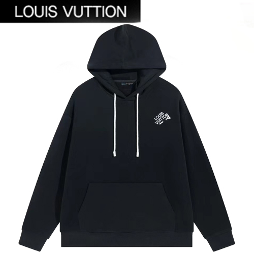 LOUIS VUITTON-12157 루이비통 블랙 아플리케 디테일 후드 티셔츠 남여공용