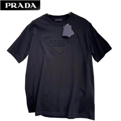 PRAD*-031518 프라다 블랙 로고 엠보싱 티셔츠 남성용
