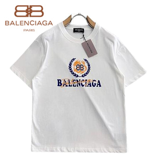 BALENCIAGA-031419 발렌시아가 화이트 프린트 장식 티셔츠 남성용