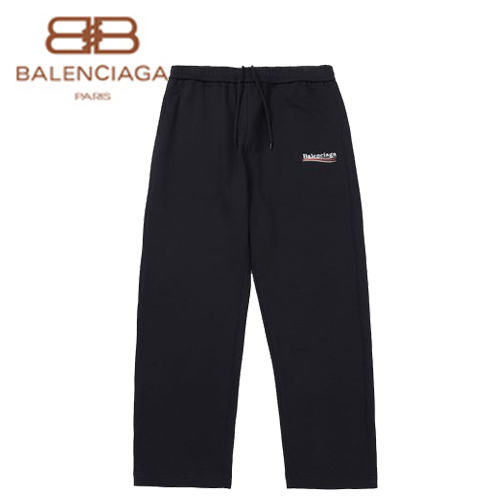 BALENCIAGA-09144 발렌시아가 블랙 코튼 로고 프린트 디테일 스웨트팬츠 남여공용