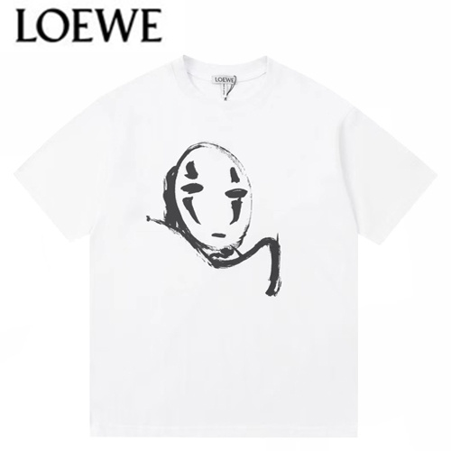 LOEWE-05291 로에베 화이트 프린트 장식 티셔츠 남성용