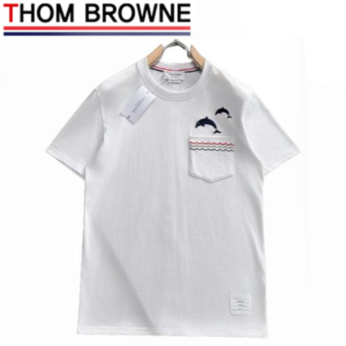 THOM BROWNE-03191 톰 브라운 화이트 아플리케 장식 티셔츠 남성용