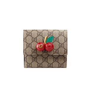 [스페셜오더]GUCCI-476051 8694 구찌 Sparkling Cherries 체리 장식 GG 수프림 플랩 지갑 