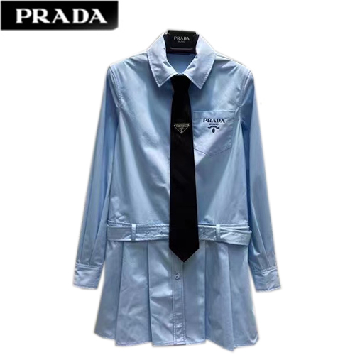 PRADA-03111 프라다 블루 트라이앵글 로고 원피스