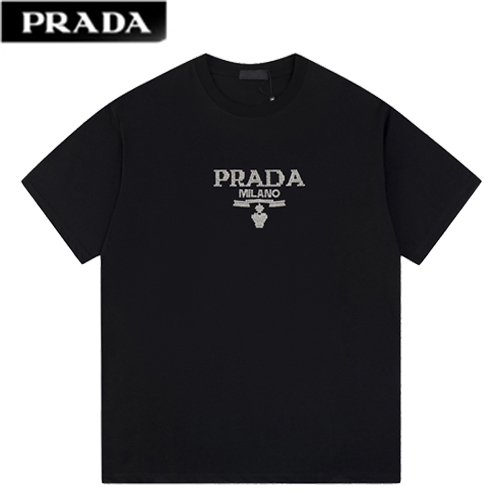 PRADA-03091 프라다 블랙 스터드 장식 티셔츠 남성용