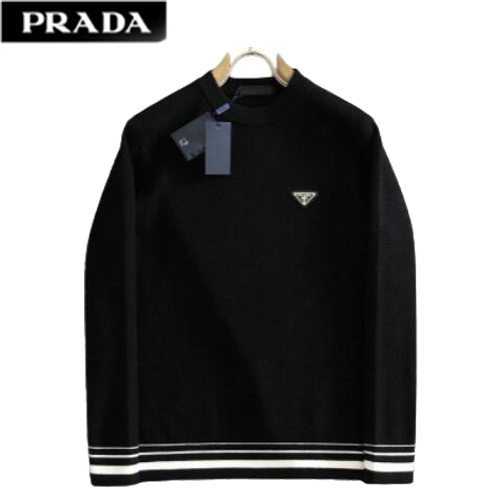 PRADA-01111 프라다 블랙 트라이앵글 로고 스웨터 남성용