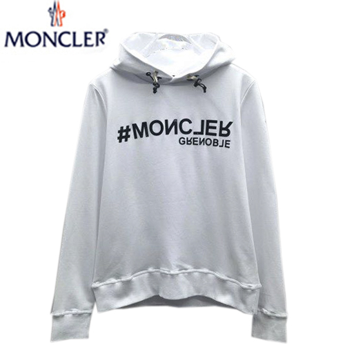 MONCLER-09291 몽클레어 화이트 프린트 장식 후드 티셔츠 남성용