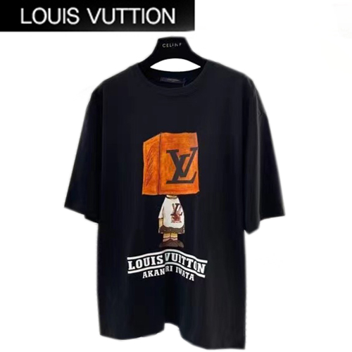 LOUIS VUITTON-05021 루이비통 블랙 프린트 장식 티셔츠 남여공용