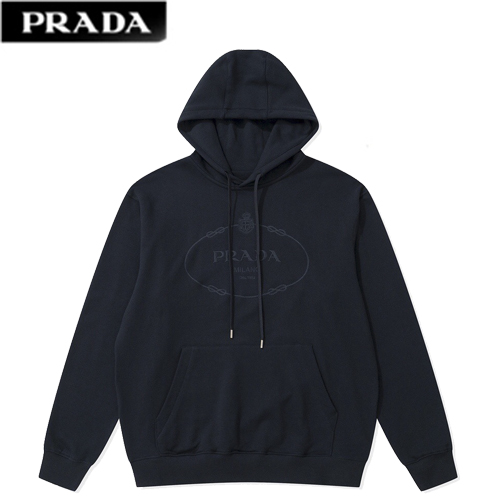 PRADA-012620 프라다 네이비 아플리케 장식 후드 티셔츠 남여공용
