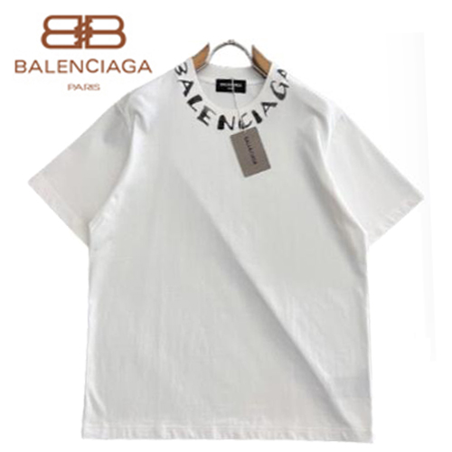 BALENCIAGA-031420 발렌시아가 화이트 프린트 장식 티셔츠 남성용