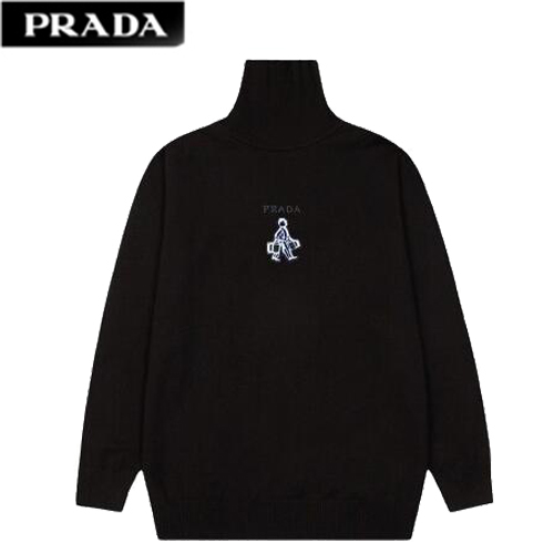 PRADA-011820 프라다 블랙 스터드 장식 하이넥 스웨터 남성용