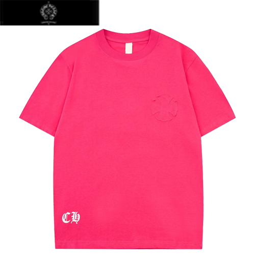 CHROMEHEARTS-06152 크롬하츠 핫핑크 아플리케 장식 티셔츠 남여공용
