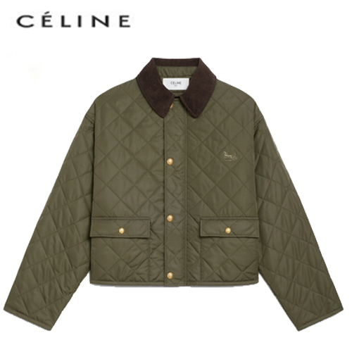 CELINE-2W47370 셀린느 카키 나일론 퀼티드 헌팅 쟈켓 여성용