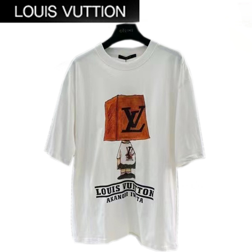 LOUIS VUITTON-05022 루이비통 화이트 프린트 장식 티셔츠 남여공용