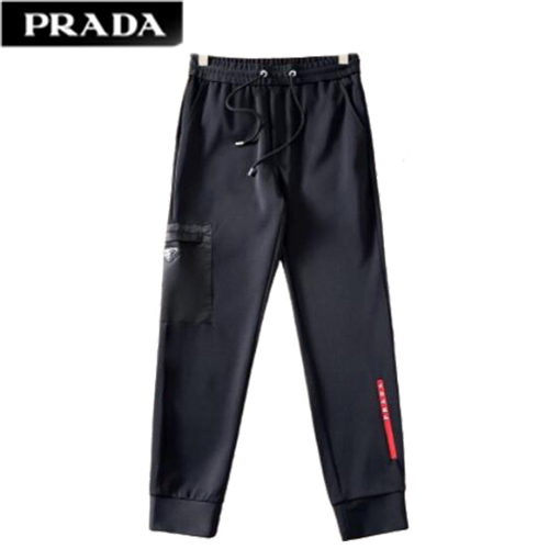 PRADA-03282 프라다 블랙 트라이앵글 로고 스웨트팬츠 남성용