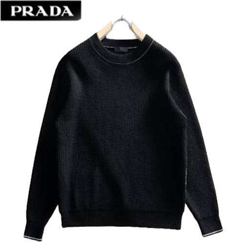 PRADA-12182 프라다 블랙 니트 코튼 스웨터 남성용