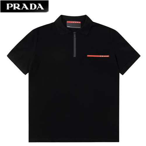 PRADA-03021 프라다 블랙 코튼 폴로 티셔츠 남성용