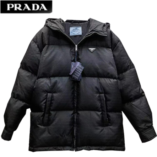 PRADA-12122 프라다 블랙 트라이앵글 로고 패딩 남여공용
