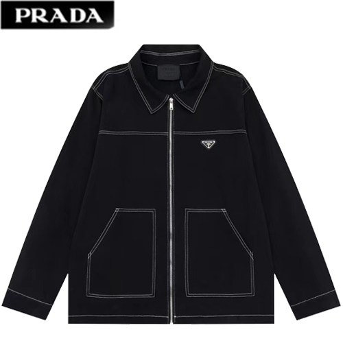 PRADA-10042 프라다 블랙 트라이앵글 로고 데님 재킷 남성용