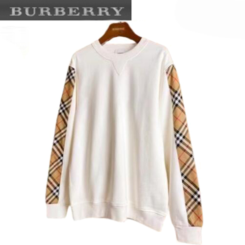 BURBERRY-03222 버버리 화이트 체크 무늬 장식 스웨트셔츠 남성용