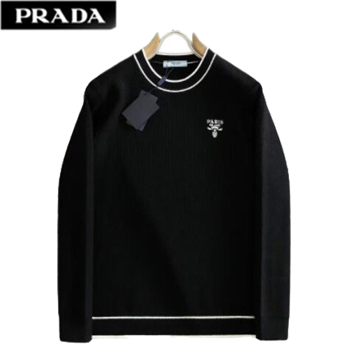 PRADA-11032 프라다 블랙 니트 코튼 스웨터 남성용