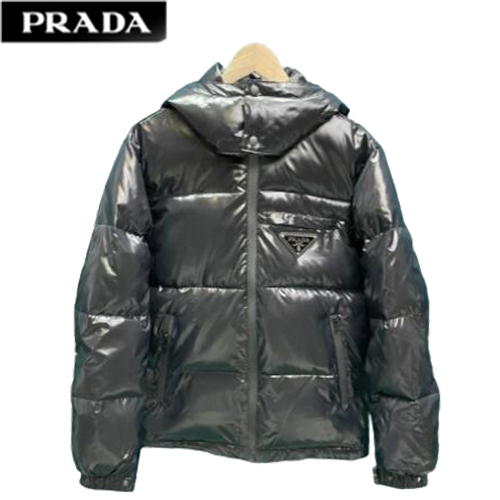 PRADA-12032 프라다 블랙 트라이앵글 로고 패딩 남성용