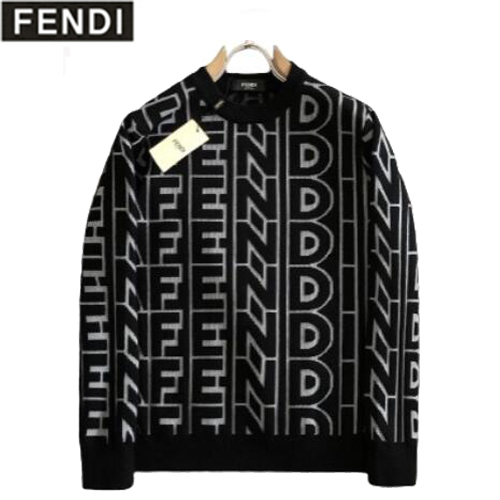 FENDI-01112 펜디 블랙/그레이 니트 코튼 스웨터 남성용