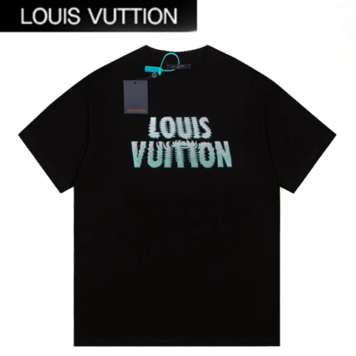 LOUIS VUITTON-05232 루이비통 블랙 아플리케 장식 티셔츠 남여공용
