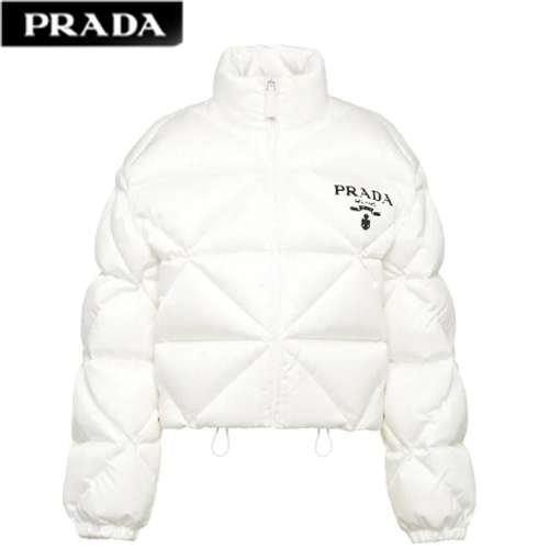 PRADA-291947 프라다 화이트 리나일론 개버딘 크롭 다운 재킷 여성용