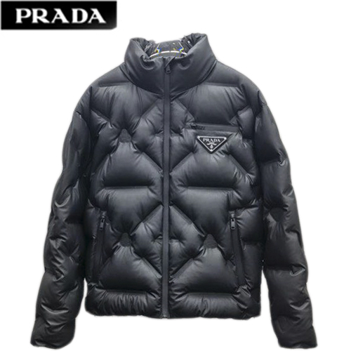 PRADA-09223 프라다 블랙 트라이앵글 로고 패딩 남성용