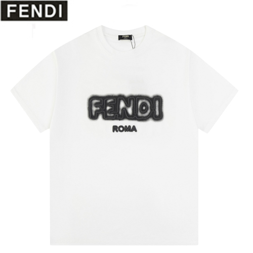 FENDI-03093 펜디 화이트 아플리케 장식 티셔츠 남성용