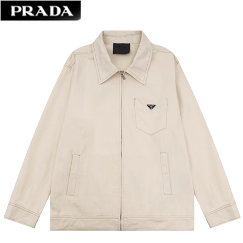 PRADA-10043 프라다 아이보리 트라이앵글 로고 데님 재킷 남성용