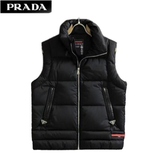 PRADA-10253 프라다 블랙 트라이앵글 로고 패딩 조끼 남성용