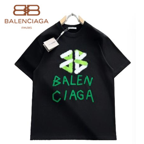 BALENCIAGA-04233 발렌시아가 블랙 프린트 장식 티셔츠 남여공용