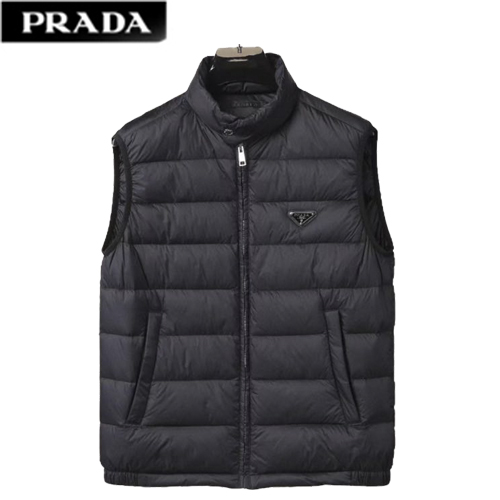PRADA-09293 프라다 블랙 트라이앵글 로고 패딩 조끼 남여공용