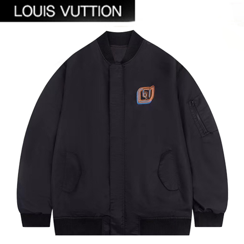 LOUIS VUITTON-09142 루이비통 블랙 아플리케 장식 봄버 재킷 남여공용