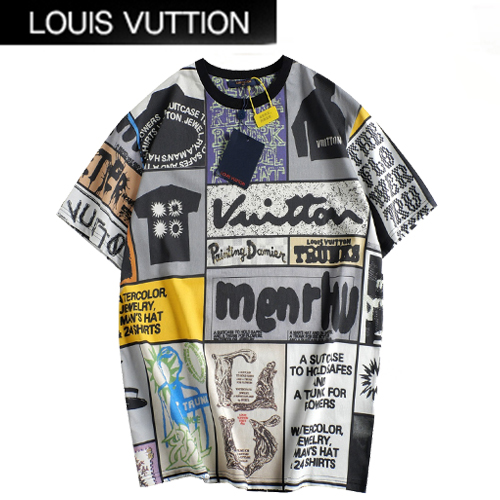 LOUIS VUITTON-03063 루이비통 멀티컬러 프린트 장식 티셔츠 남성용