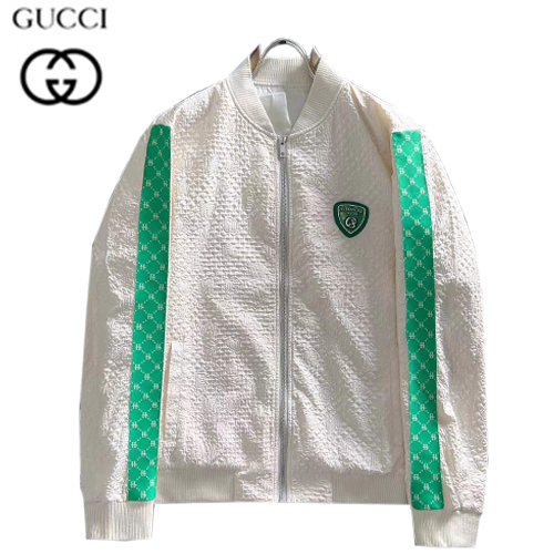 GUCCI-02273 구찌 화이트 스트라이프 장식 봄버 재킷 남성용