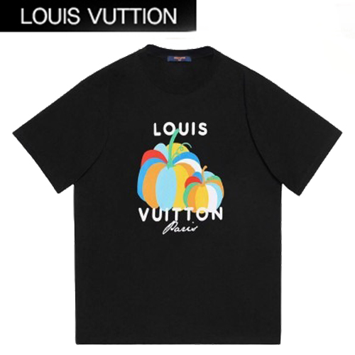 LOUIS VUITTON-06263 루이비통 블랙 프린트 장식 티셔츠 남여공용
