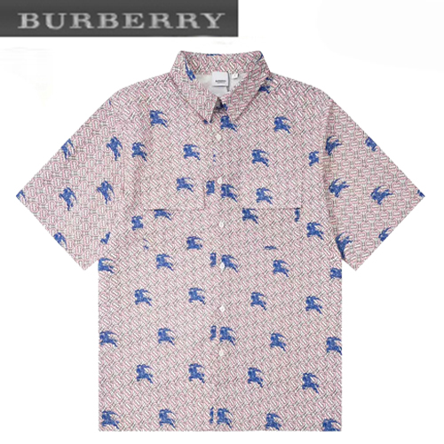 BURBERRY-05193 버버리 핑크 TB 로고 장식 반팔 셔츠 남성용