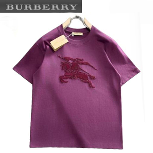 BURBERRY-04123 버버리 버건디 아플리케 장식 티셔츠 남성용