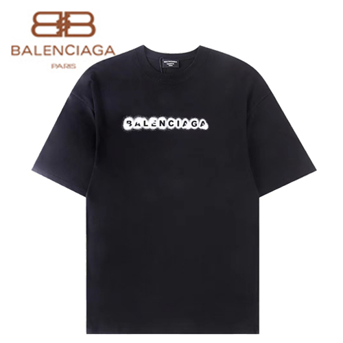 BALENCIAGA-06263 발렌시아가 블랙 프린트 장식 티셔츠 남여공용