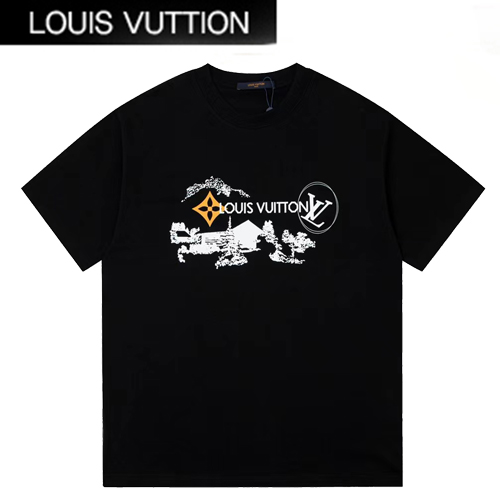 LOUIS VUITTON-07212 루이비통 블랙 프린트 장식 티셔츠 남여공용