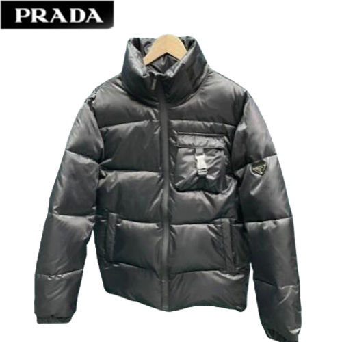 PRADA-12033 프라다 블랙 트라이앵글 로고 패딩 남성용