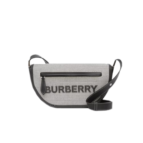 [스페셜오더]BURBERRY-80397791 버버리 블랙&화이트 코튼 캔버스 레더 스몰 올림피아 백
