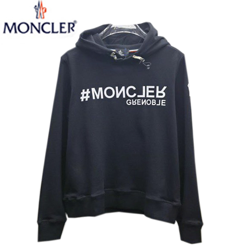 MONCLER-09293 몽클레어 블랙 프린트 장식 후드 티셔츠 남성용