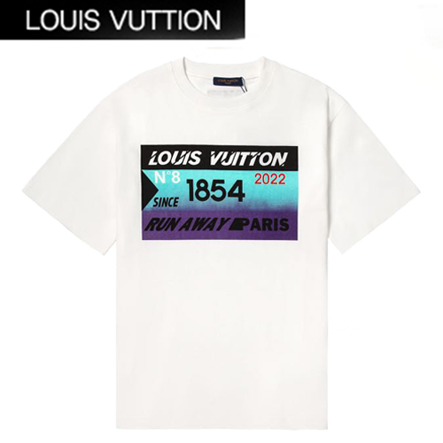 LOUIS VUITTON-07282 루이비통 화이트 프린트 장식 티셔츠 남여공용